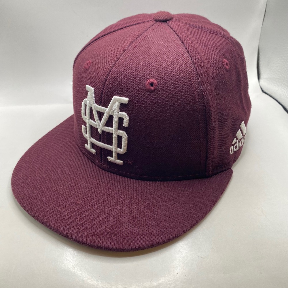 MISSISSIPPI STATE Adidas Climalite Fitted Hat Size 7 Maroon Wool Blend Flat Bill